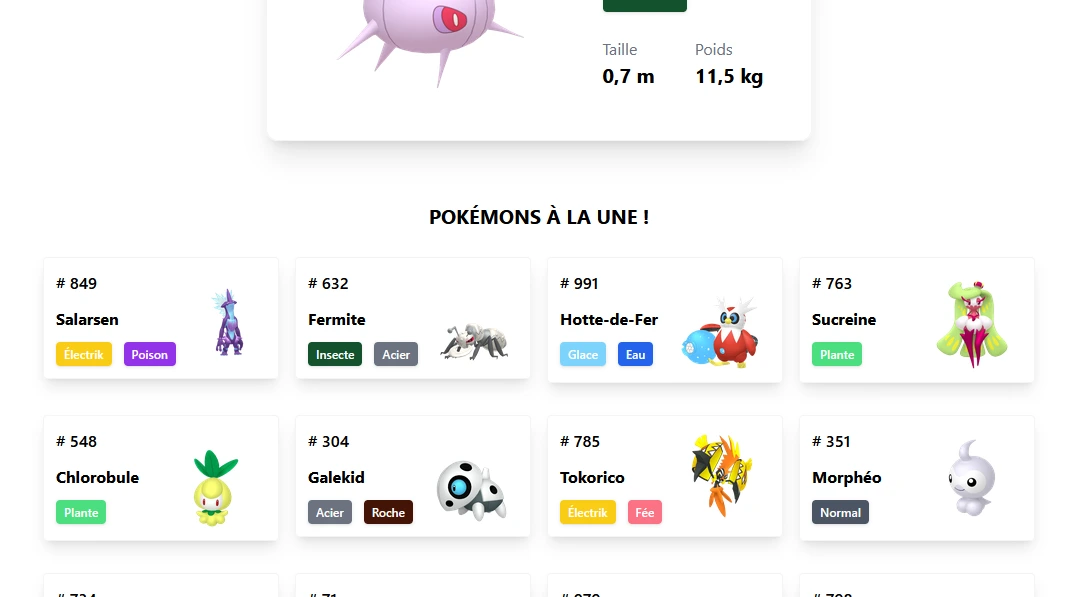 Page d'accueil du pokedex